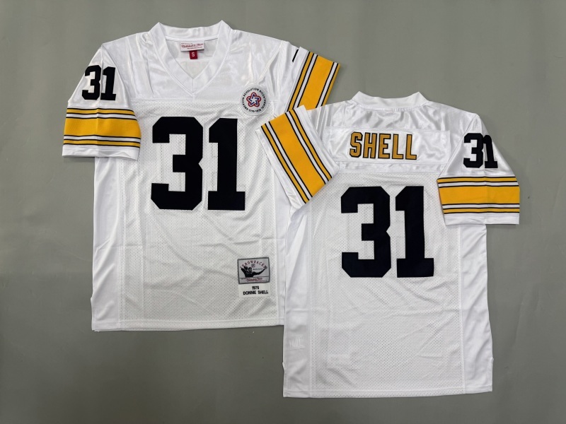 Men 2025 Pittsburgh Steelers 31 Shell white Throwback Limited NFL Jersey style 002